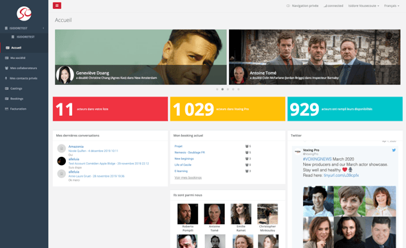 Voxing Pro dashboard des producteurs